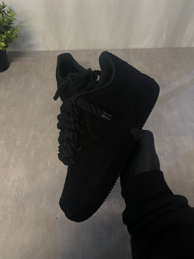 Blackest Air Force 1 with Rope Laces