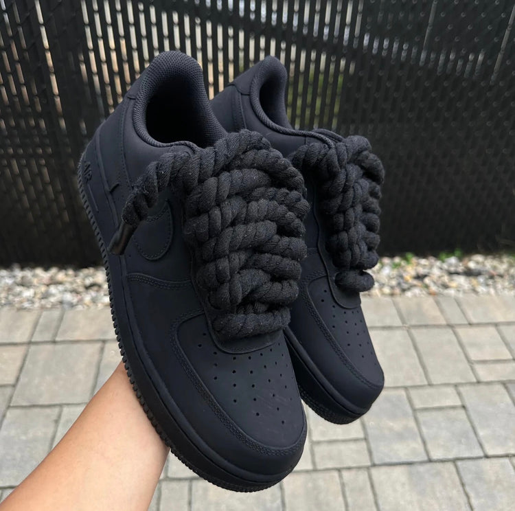 Matte Black Air Force 1 with Rope Laces