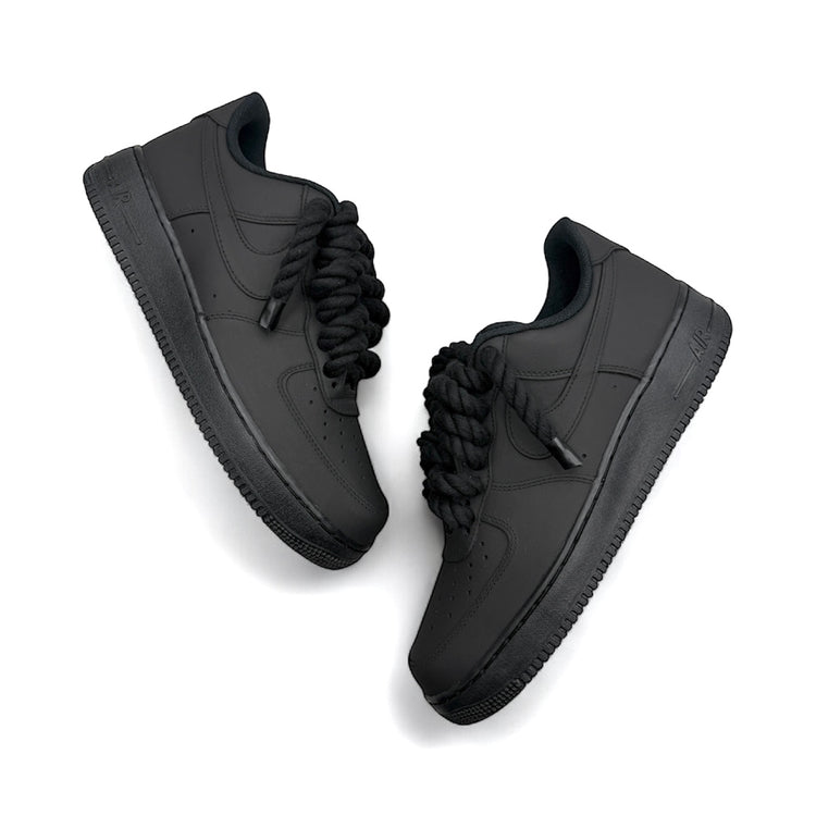 Matte Black Air Force 1 with Rope Laces