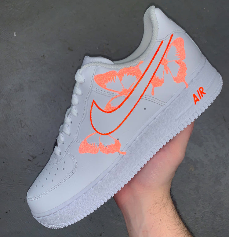 Neon Orange Butterfly Air Force 1