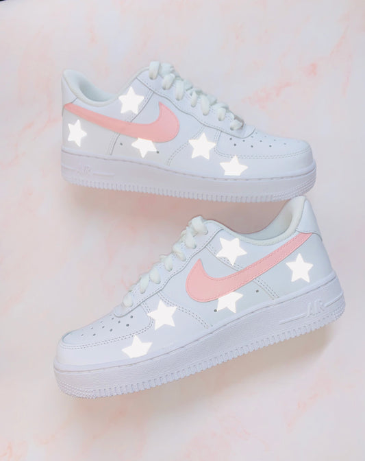 Pink Reflective Stars Air Force 1