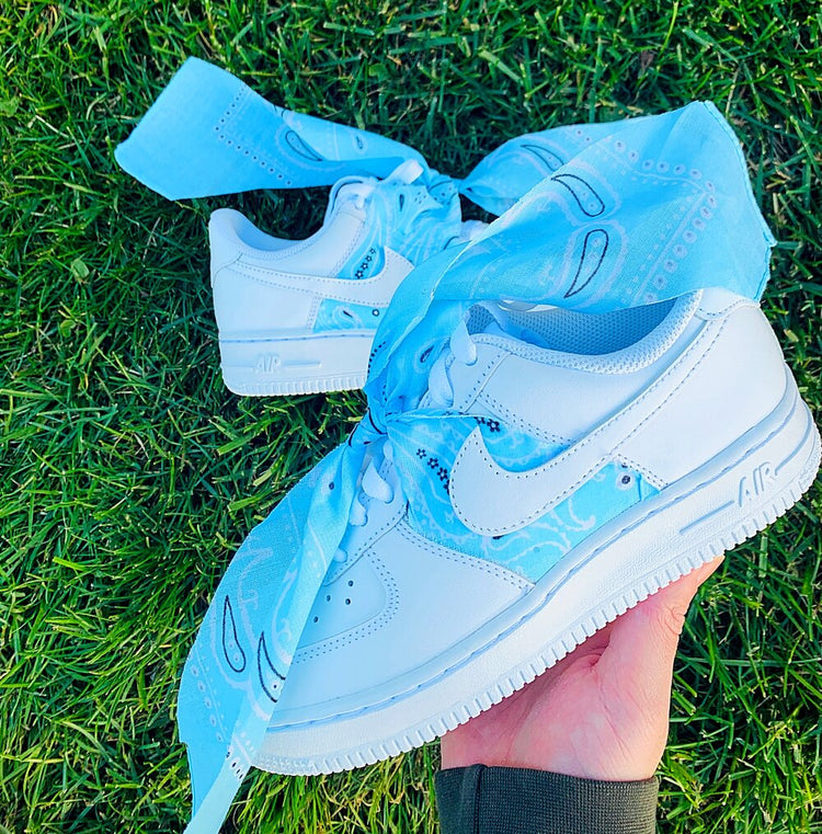 Blue Bandana Air Force 1 Custom contact for Red Air Force 1 