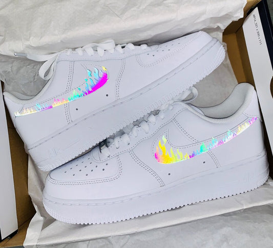 Rainbow Reflective Flaming Swoosh Air Force 1